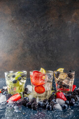 Fototapeta na wymiar Lemonade, infused water with fresh berries