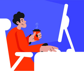 Remote work with coffee