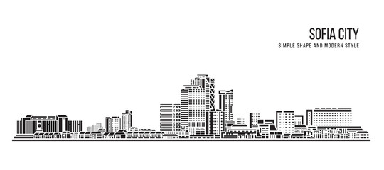 Cityscape Building Abstract Simple shape and modern style art Vector design - Sofia city