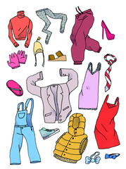 set of illustration of clothes color