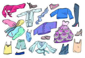 set of illustration of clothes color