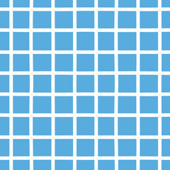 Fototapeta premium Vector checkered seamless pattern. White lattice on blue. Hand drawn simple background for web page background, fabric, wallpaper, wrapping paper, bed linen.