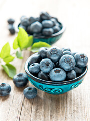Blueberries on a  wooden background