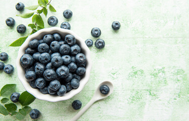 Blueberries on wooden background