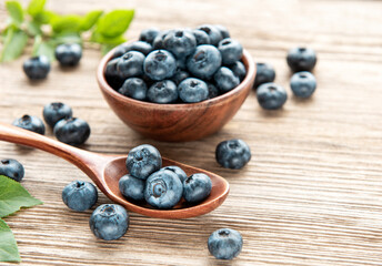 Blueberries on wooden background