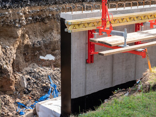 Reinforced concrete block, preparation to pour concrete. Formwork