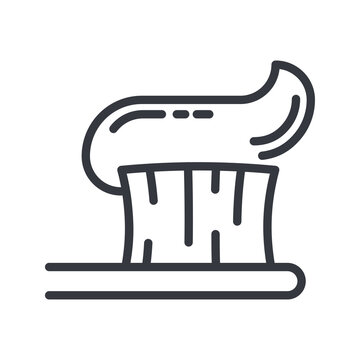 Line icon of a dental care. Tooth paste and thooth brush symbol isolated