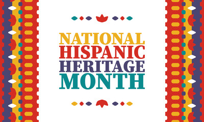 National Hispanic Heritage Month in United States. Celebrate annual in September and October. Latin American and Hispanic ethnicity culture. National fabric vector textures. Traditional festival