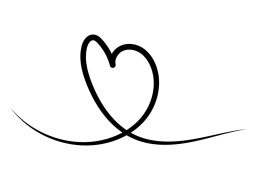 Icono negro de corazón hecho con trazo.