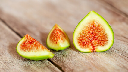 Fresh fig fruits close-up, healthy food and eating concept