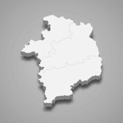 3d isometric map of Cher is a department in France