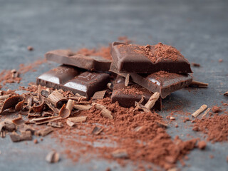 Dark chocolate on a dark background.