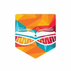 DNA book vector logo design. Genetical book vector logo template.	