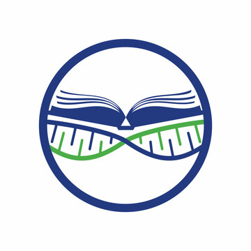 DNA book vector logo design. Genetical book vector logo template.	