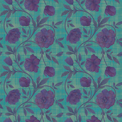 Fototapeta na wymiar Abstract background from flowers and leaves. Mixed media seamless botanical pattern. Watercolor in digital processing. For design, wallpaper, wrapping paper, print, fabric.