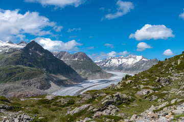 Fototapeta na wymiar Landscape near Riederalp with Aletsch Glacier