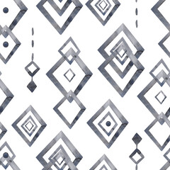 Abstract watercolor seamless pattern with hand painted black shapes.Contemporary art print, repeat paper