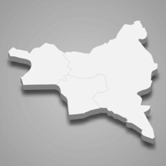 3d isometric map of Seine-Saint-Denis is a department in France