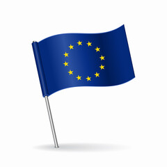 European Union flag map pointer layout. Vector illustration. - obrazy, fototapety, plakaty