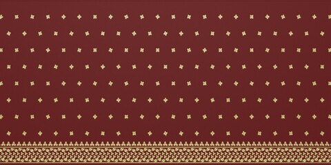 Lehenga Fabric Background pattern texture. Embroided Stitched Embroidery Lehenga Fabric for Indian Royalty. Red with gold embroidery. 3D Rendered Illustration