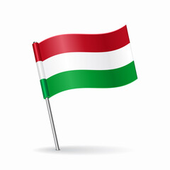 Hungarian flag map pointer layout. Vector illustration.