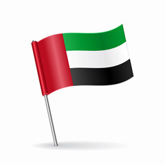 United Arab Emirates flag map pointer layout. Vector illustration.