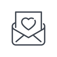 Love letter line icon. Open envelope with heart vector outline sign.