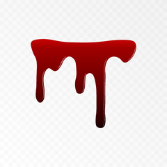 Vector drips of blood on an isolated transparent background. Drops, spatter of blood PNG, drips of blood PNG. - obrazy, fototapety, plakaty