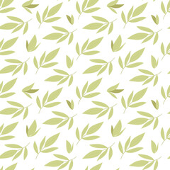 Seamless green leaf pattern. Vector simple illustration.