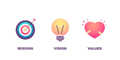 Mission, vision and values business illustration