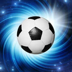 Fototapeta na wymiar soccer ball with a whirl effect behind, concept for football championship
