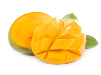 juicy, fresh exotic fruit mango on a white background