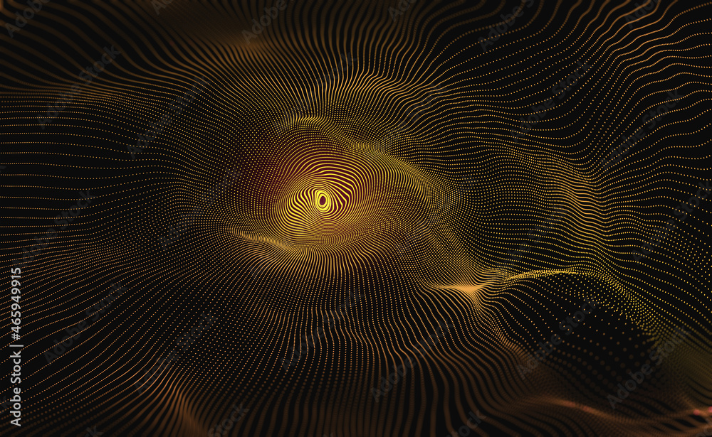 Aufkleber Radial waves in cyber space. Digital information field, peer-to-peer Internet, secure data array. 3d illustration of abstract tech background