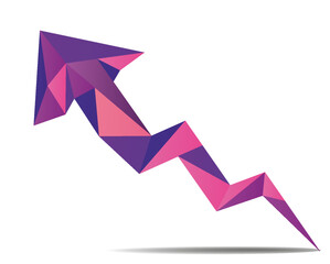 Successful business concept, winning, Modern Illustration of a purple arrow graph pointing up on an white background, growth, business graph, performance, business performance