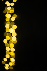 Christmas background. Background with christmas lights. Flat view, top view, copy space. Bokeh lights