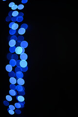 Christmas background. Background with christmas lights. Flat view, top view, copy space. Bokeh lights