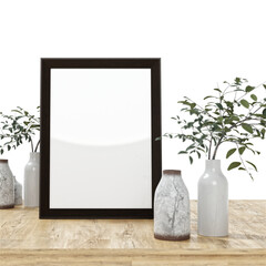 mockup frame photo with blurred background 3d rendering