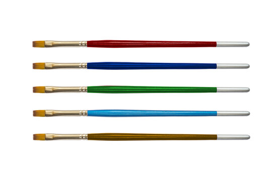 multicolored paint brushes isolate on white background