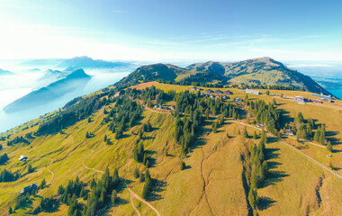 Rigi Scheidegg. Holiday in Switzerland. Aerial view. - 465951910
