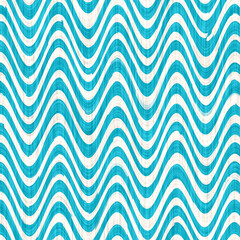 Aegean teal mottled swirl wave linen nautical texture background. Summer oceanside living style stripe home decor. Worn turquoise blue wavy coast effect dyed textile seamless pattern.