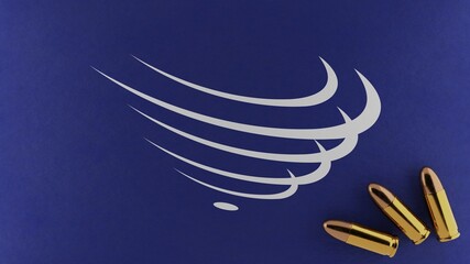 Three 9mm bullets on the bottom right corner on top of the flag of Union of South America