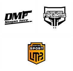 Set of gun bullet emblem logo design