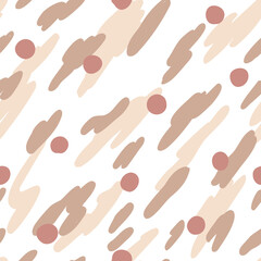 Seamless pattern with abstract organic line shapes in beige colors on white background. For prints, backgrounds, wrapping paper, textile, linen, wallpaper, etc.