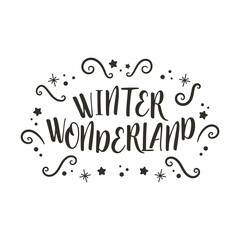 Winter wonderland lettering silhouette