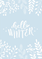 Obraz premium Hello Winter flyer card, vector illustration