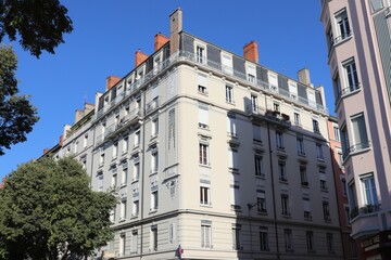 Immeuble lyonnais typique dans le 7eme, ville de Lyon, departement du Rhone, France