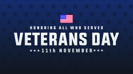 veterans day November 11th modern creative banner, sign, design concept, social media post with text, starts and an american flag - obrazy, fototapety, plakaty