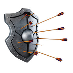 old metal shield and arrows 3d render