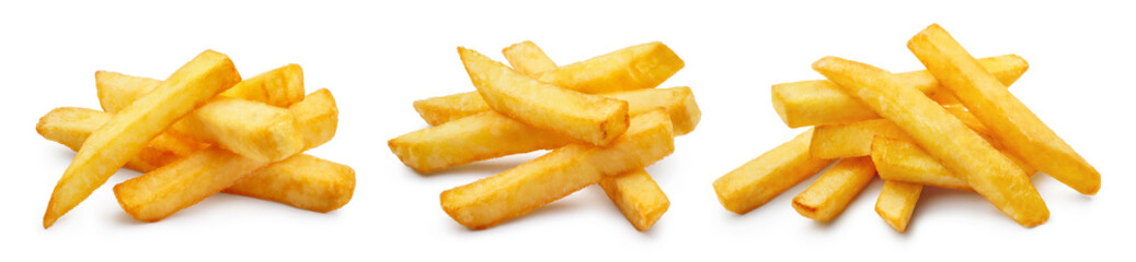 Potato fries collection, isolated on white background
