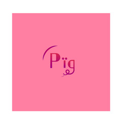 vector logo pig animal symbol in pink